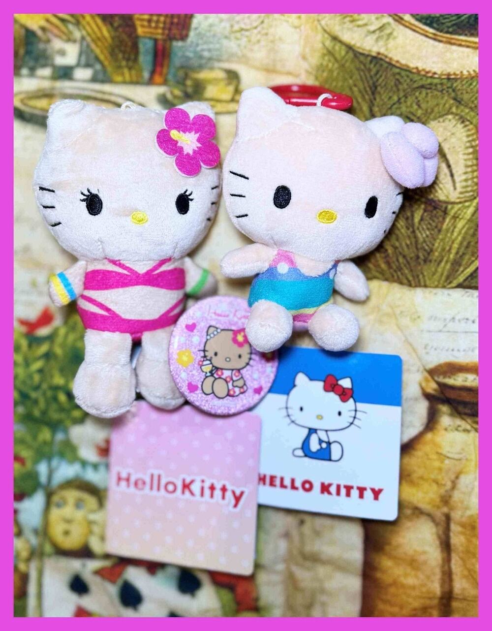Sega Sanrio Hello Kitty Gyaru Gal Suntan Mini Stuffed Toy Plush Mascot Charm Lot
